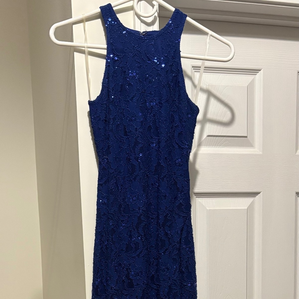 Long Lace Sapphire Dress